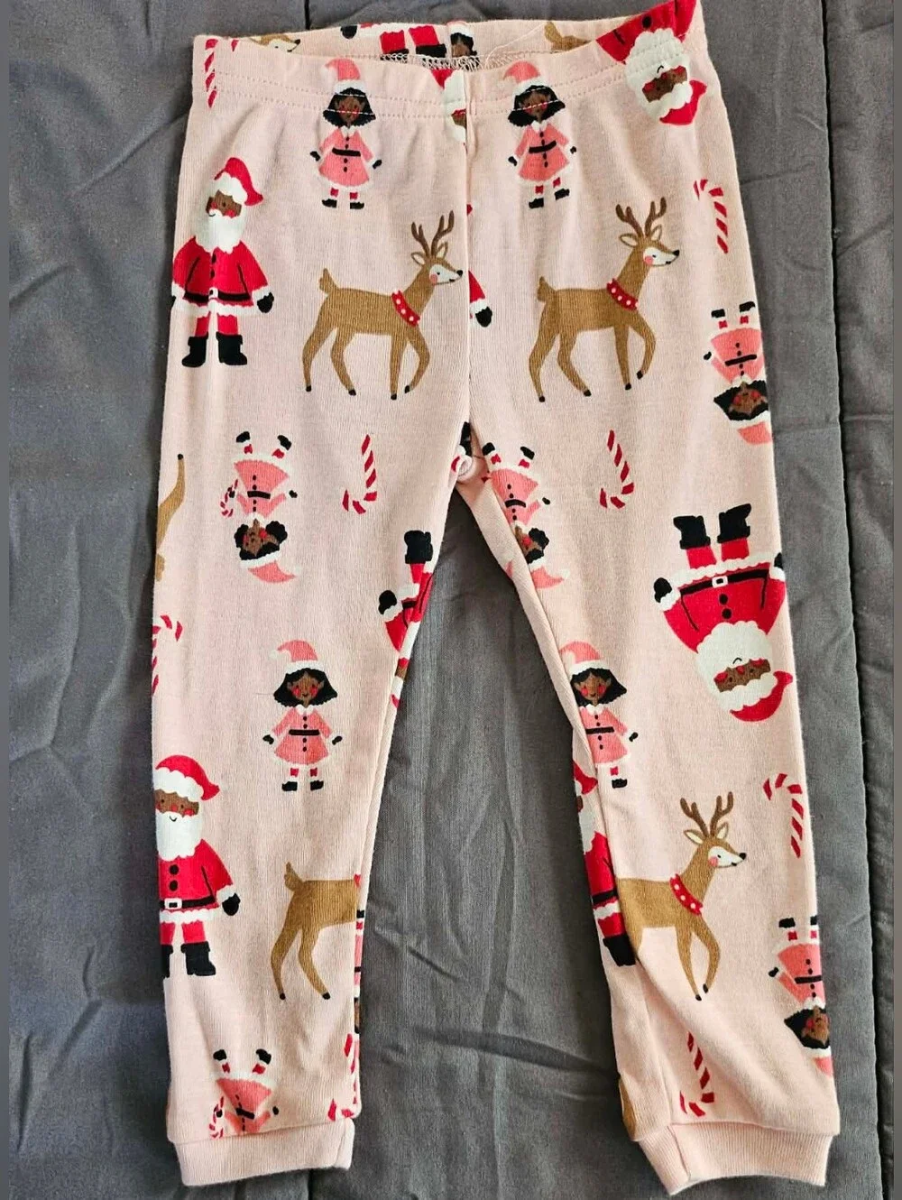 Carter's Pink Holiday Pajama Pants with Santa, Reindeer & Candy Canes